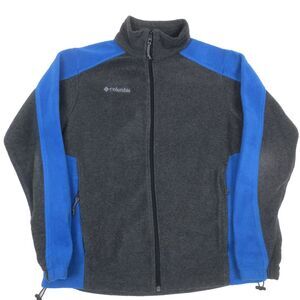 Columbia Fleece Jacket Mens Medium Gray Blue Full Zip Casual‎ Outdoors Gorpcore